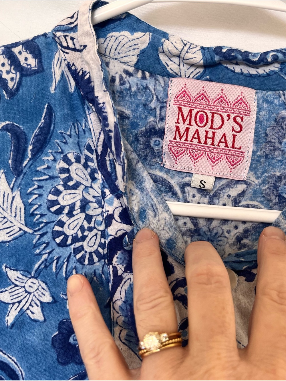 Indian Block Print Button-Front Mini Dress by Mod’s Mahal - Picture 2 of 11